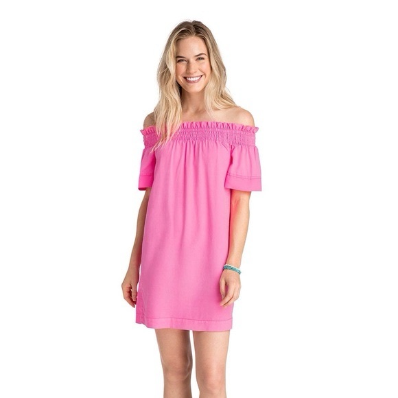 Vineyard Vines Pink Off-Shoulder Dress - Picture 1 of 3